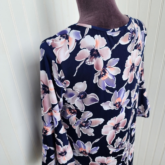 Espresso Womens Dress Floral Pink Blue Bell Sleeve Shift Boho Casual Stretch M - Picture 8 of 14